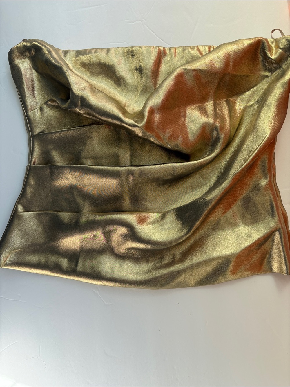 Miss Love Shimmery Metallic Gold Strapless Top